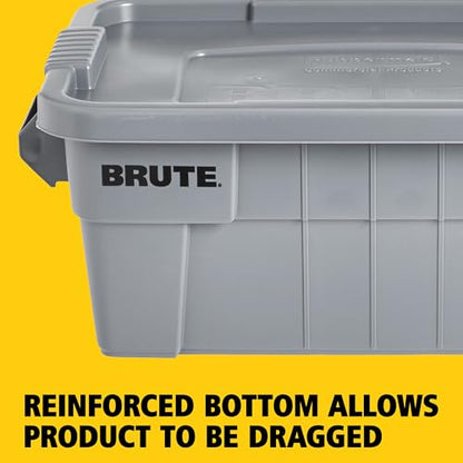 Rubbermaid Commercial Products BRUTE Tote Storage Container with Lid, 14-Gallon-included, Rugged/Reusable Boxes for Moving/Storing in Garage/Basement/Attic/Jobsite/Truck/Camping, Gray - color: Grey