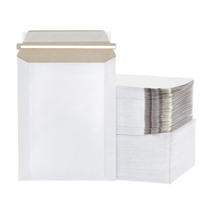 25 Pack 12.5x9.5 White Rigid Stay Flats Self-Seal Cardboard Envelope Mailers 12.5"x9.5"
