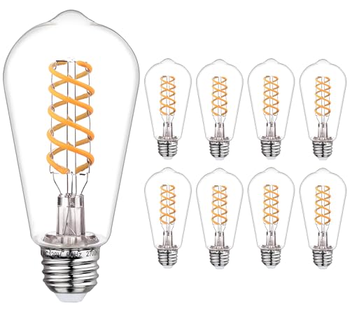 8 PCS ST58 Dimmable Spiral Vintage E26 LED Bulb 60 Watt LED Edison Bulbs - color: 2700k 8pack