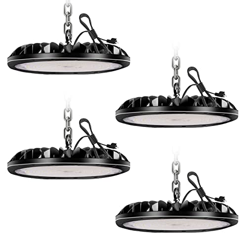 200W 20000LM UFO LED High Bay Light, 4 Pack Non-Dim High Bay LED Shop Light, 6000K Commercial Lights, IP65 Waterproof Industrial Bay Lighting for Shop/Garage/Warehouse - color: 4 Pack, size: 200W