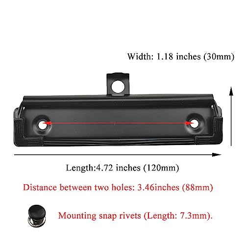 HAHIYO 4.72 Inches Black Metal Mountable Clipboard Clips - 5 Pack, Durable Spring Loaded Clip with Rubber Grips, Hanging Hole and Rivets - Document File Wood Plastic Clip Board for Office School Home - style: Black-4.72in-5p