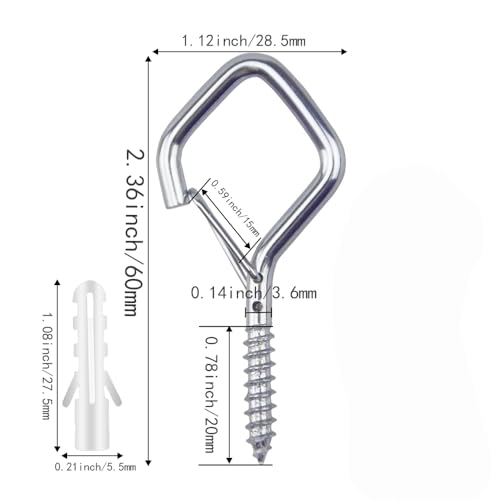 12 Pcs 2.36IN Ceiling Hooks with Safety Buckle for Plants - color: Silver, size: 12Pcs