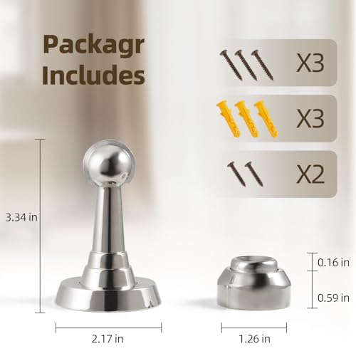 PANALI Magnetic Door Stoppers,Brass Heavy Duty Door Catch,Drilling Door Stop with Screws,Strong Door Holder to Keep Door Open,1 Pack,Bright Chrome - color: Bright Chrome