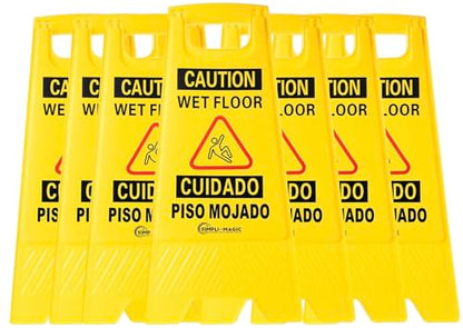 Simpli-Magic 24" Height Wet Floor Caution Signs, 6 Pack – Double-Sided, Bilingual & Foldable Safety Warning Sign – Commercial Grade, Yellow, Plastic - color: Yellow - 6 Pack