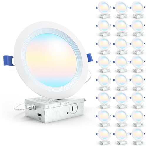Sunco 24 Pack 6 Inch Canless LED Recessed Lights, 5CCT, 14W, Dimmable - size: 6"