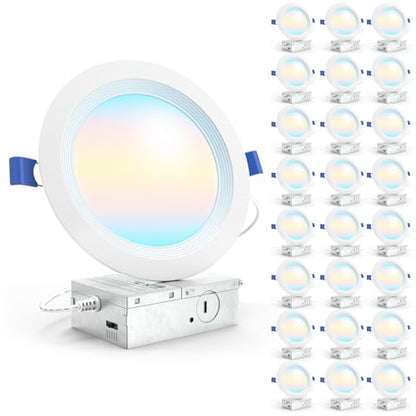 Sunco 24 Pack 6 Inch Canless LED Recessed Lights, 5CCT, 14W, Dimmable - size: 6"
