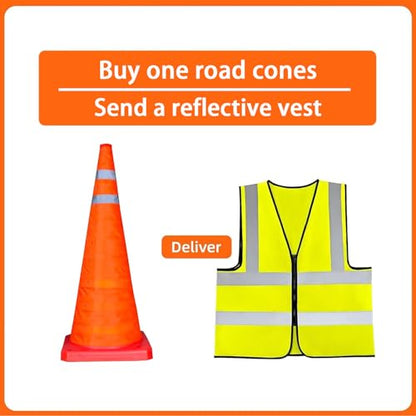 18 Inch 1 Pack Traffic Cones,Collapsible Safety Cones, Multi Purpose Pop-up Cones with Reflective Collar, Include Reflective Vest,Orange Cones for Parking lot, Driveway, Driving Training etc - size: 18Inch