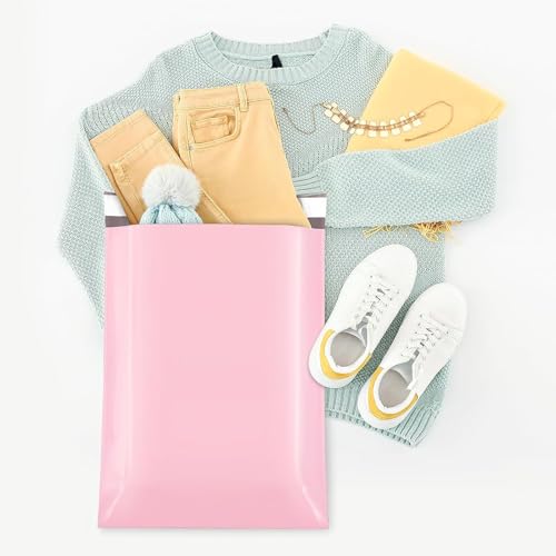 Fuxury Poly Mailers 14.5x19" 400Pcs, Bulk Shipping Bags for Clothes, Pink - color: Light Pink, size: 14.5x19" 400pcs