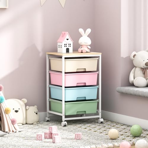 SYKIARIOL Rolling Cart with Drawers, 4-Drawer Utility Cart, Rainbow - color: Rainbow