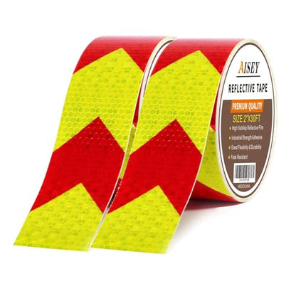 AISEY Reflective Tape White Outdoor High Vis Conspicuity Safety Tape, Reflector Tape Trailer Waterproof - 2“x 30ft/Roll, 2 Rolls - size: 2"x30FT - 2 PACK