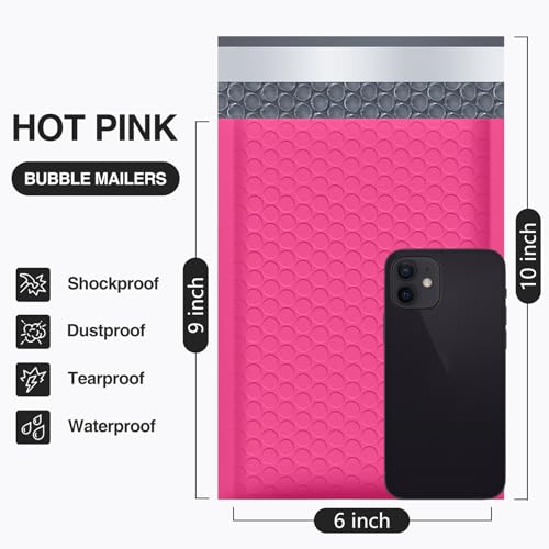 UCGOU Bubble Mailers 6x10" Usable Size 6x9" Padded Mailer Hot Pink 100 Pack - color: Hot Pink, size: 6x10" 100PC
