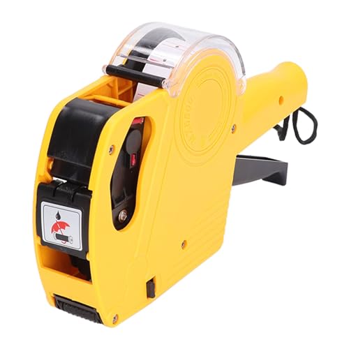 Walfront Manual Labeling Machine, Red 8 Digits Pricing Gun Kit, Manual Labeling Machine, Price Marking Tool with Spare Ink, Pricemarker Labels(Yellow)