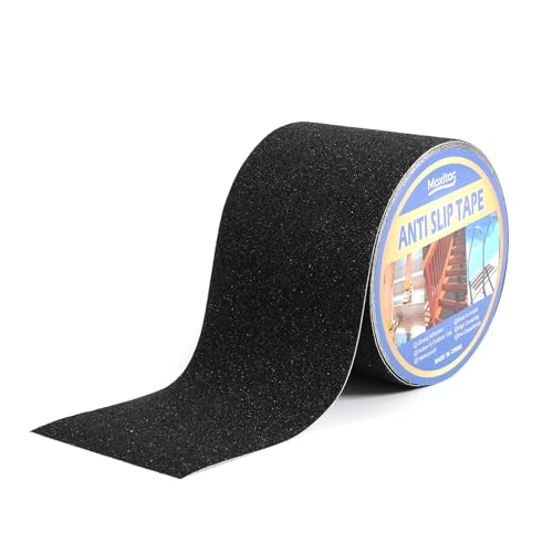 Heavy Duty Anti Slip Traction Tape 4" x 38 FT, 80 Grit Waterproof High Friction Grip Tape for Indoor Outdoor Stairs, Pool, Ramps, Garage, Home & Commercial Use - color: Black, size: 4" x 38 FT