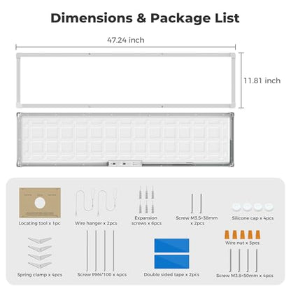 1x4 LED Flat Panel Light Surface Mount 6 Pack,5CCT Selectable,White - color: White