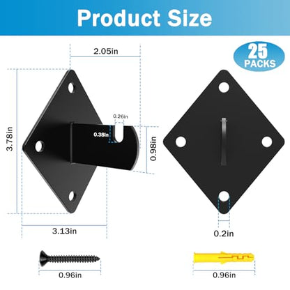 25 Pcs Gridwall Mount Brackets with Screws Metal Grid Panel Wall Mount Bracket Gridwall Brackets for Grid Panels Clothing Store Cloakroom Retail Display Wall - color: Black 25 PACK
