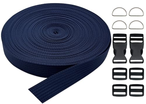 3/4 Inch Navy Blue Polypropylene Webbing Straps 15Yds for Sewing - color: Navy Blue, size: 15