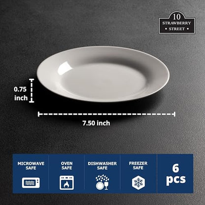 10 Strawberry Street Simply White 7.5" Round Salad Plate, Set of 6 - size: Salad Plate, style: Round