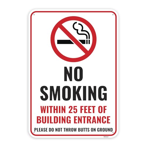 1PC No Smoking Within 25 Feet Sign, 10 x 7 Inches - Aluminum - No Smoking Signs For Business Property Outdoor - color: 10" x 7"