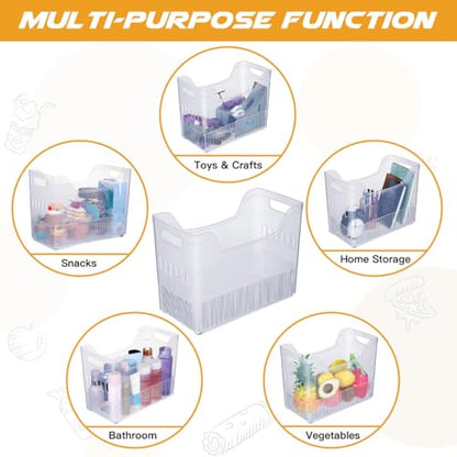 Beeveer 4pcs Plastic Freezer Organizer Bin with Wheel, 10 x 12.5 x 6.7 Inch - size: 10 x 12.5 x 6.7 Inch
