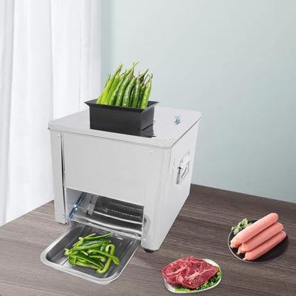 Meat Cutter Machine, 3.5/5/7/10/15mm Commercial Stainless Steel Electric Meat Slicer with Tray Handles 330 lbs/h 310RPM Shredded Cutting Machine for Fresh/Defrosted Meat Lamb Beef (7mm/0.27in, 850W) - size: 7mm/0.27in