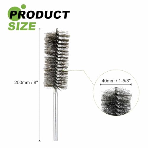 HARFINGTON 2pcs Wire Bore Brush 8 x 1-5/8" 5/16 Inch Shank Stainless Steel Bristles Cleaning Brush for Clean Car Part Tube Kitchen Garage - size: 8 x 1-5/8"