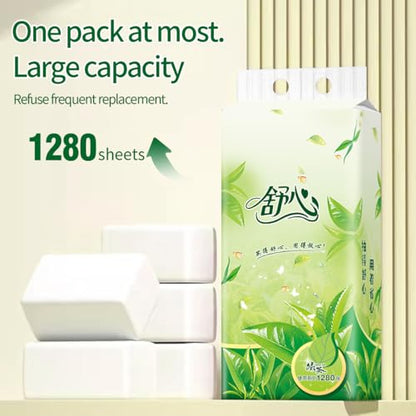4-Ply Hanging Facial Tissues, 6 Pack (7,680 Sheets Total) - Ultra Soft, High-Capacity Soft Pack Tissues for Bathroom, Kitchen, and Car - Space-Saving Wall Mount Design - size: 1280 Count (Pack of 6)