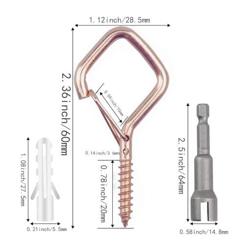 52 Pcs 2.36IN Ceiling Hooks with Safety Buckle for Plants - color: Rose Gold, size: 52Pcs