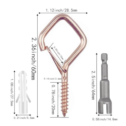 52 Pcs 2.36IN Ceiling Hooks with Safety Buckle for Plants - color: Rose Gold, size: 52Pcs