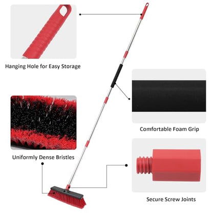 14”Push Broom with 70” Long Handle Heavy Duty Outdoor Broom for Cleaning Shop Garage Driveway Patio Deck Concrete Floor Sweeping - size: 14inch