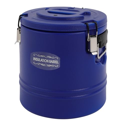 15L/3.96 Gal Insulated Soup Carrier, Stainless Steel Insulated Soup Container Bucket Hot & Cold Thermal Bucket with Lid Commercial Food Warmer for Parties Picnics Cafes Restaurants - color: Blue, size: 15L/3.96 Gal