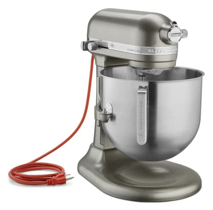 KitchenAid KSM8990CU 8-Quart Commercial Countertop Mixer, 10-Speed, Gear-Driven, Contour Silver - color: Contour Silver, style: No Bowl Guard