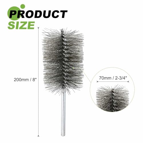 HARFINGTON 2pcs Wire Bore Brush 8 x 2-3/4" 5/16 Inch Shank Stainless Steel Bristles Cleaning Brush for Clean Car Part Tube Kitchen Garage - size: 8 x 2-3/4"