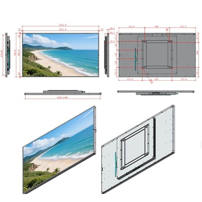 55inch 4K Digital Signage Display, 1000nits High Brightness, LCD Monitor Slim Fit Frameless Advertising Display, Wall Mount Digital Display, CMS Remote Publishing, 7/24 Timer Switch,Built-in Speaker - size: 55"+1000nits