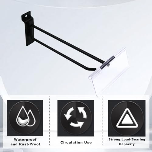 CNQLIS 25 Pack 8 Inch Slatwall Hooks with Label Holder