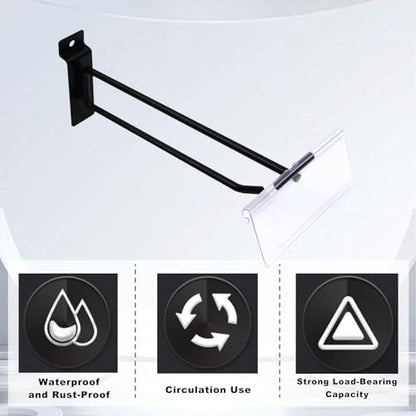 CNQLIS 25 Pack 8 Inch Slatwall Hooks with Label Holder
