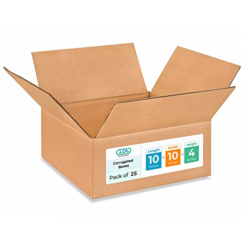 Medium Moving & Shipping Boxes 10"L x 10"W x 4"H (25-Pack) - Extra Strength 200 lb vs Regular - Corrugated Shipping Boxes for USPS/UPS/FEDEX - Box for Packing - Heavy Duty Box by IDL Packaging - size: 10 * 10 * 4" (Medium Boxes)