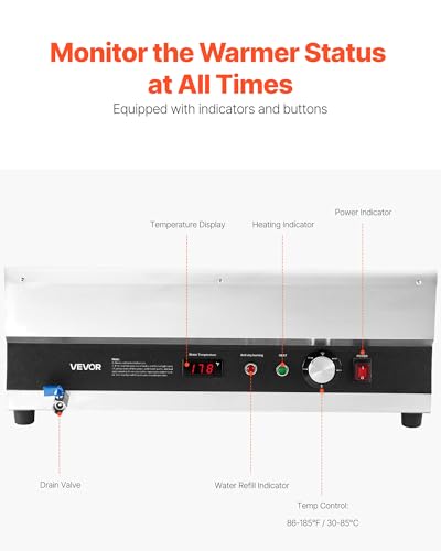 VEVOR Electric Soup Warmer, Two 6.34QT Pots & Three 1/3 Pans, Stainless Steel Commercial Food Warmer with 86~185°F Adjustable Temp, 1500W Bain Marie, Soup Station for Restaurant, Buffet - size: 2×6L Pots and 3×1/3 Pans