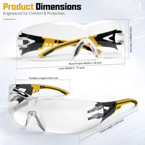 24 Pack Clear Safety Glasses Bulk for Men Women ANSI Z87.1 UV Protection - color: Yellow