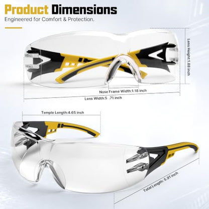 24 Pack Clear Safety Glasses Bulk for Men Women ANSI Z87.1 UV Protection - color: Yellow