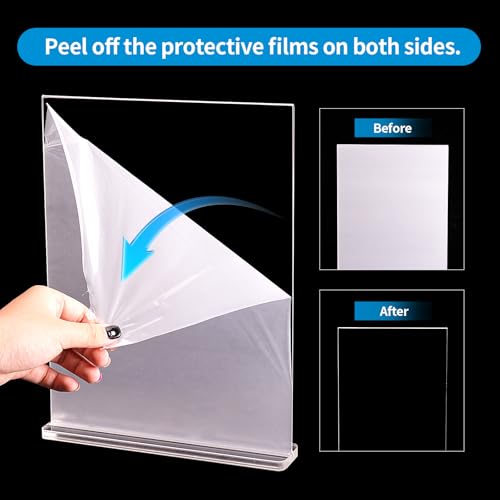 Acrylic Sign Holder 8.5 x 11 Inch, 3 Pack Clear Double-Sided T-Shape Tabletop Display Stands for Menus, Flyers, Signs, and Photos - size: 3 Pack 8.5x11