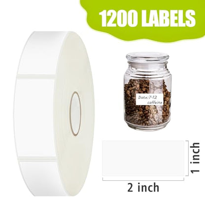 1200 Blank Removable Freezer Labels Water Oil Resistant with Perforation Line for Easy Distribution and Use,Apply Food containers Jars,and Kitchen Pantry Organization (1 "x 2") - size: 1200 Pcs - 1 "x 2"