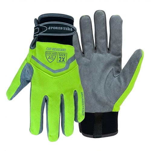 FORESTER Cut Resistant Work Gloves | Cut Level 5 Gloves for Arborists, Construction & Mechanics | ANSI Puncture 3 - size: X-Large, style: Velcro