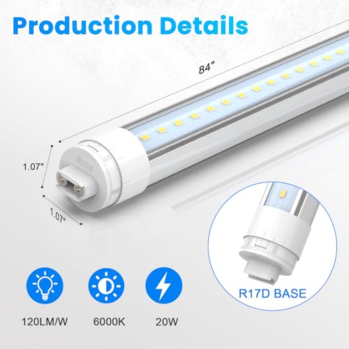 JESLED 360 Degree T8 T10 T12 7ft 48w LED Tubes, 4-Pack - size: 7 feet