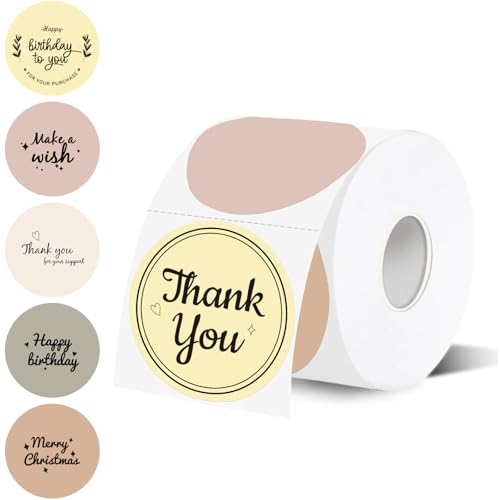 2 inch Round Thermal Label,Morandi Circle Thermal Sticker Labels for Business and Home,Direct Thermal Printer Label for DIY Logo Design,Thanks Card,500 Labels/1 Roll - color: Morandi Gradient, size: 2 inch