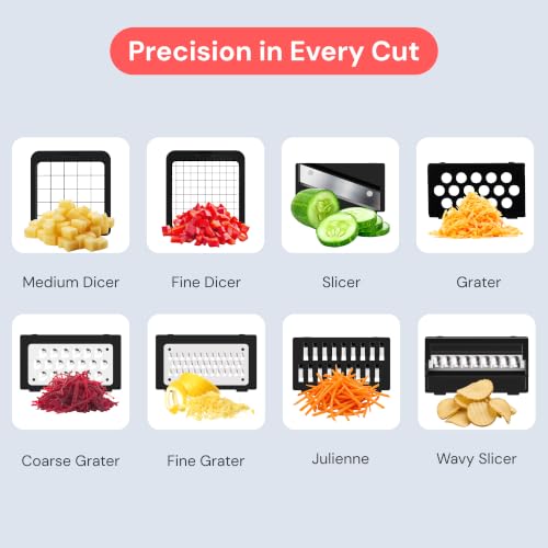 Fullstar Essential Vegetable Chopper & Mandoline Slicer 8-in-1 Kitchen Tool - color: White/Black