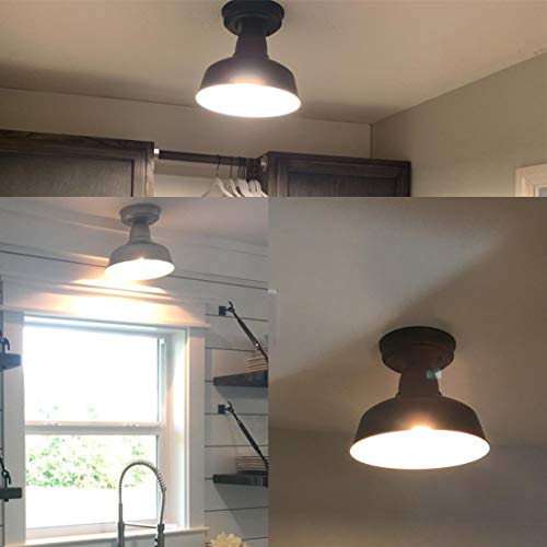 Farmhouse Industrial Semi-Flush Ceiling Light, Matte Black - color: Black