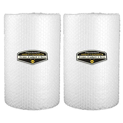 2 Rolls Mighty Gadget Brand 3/16" Air Bubble Cushioning Roll Perforated Every 12" - 12" W x 300” (25 feet) L per Roll Cushioning Moving Supplies Protect Glasses, China, Dishes for Shipping Packing