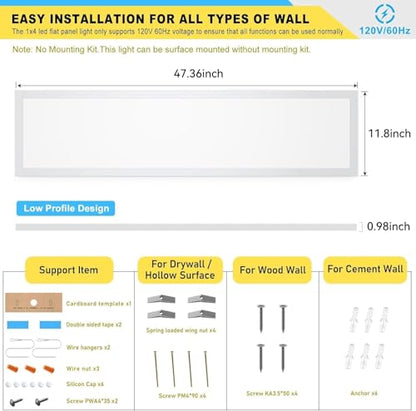 AIKVSXER 30 Pack 1x4 LED Flat Panel Light Surface Mount White, 5500LM 50W - color: White, size: 1x4FT 30PACK