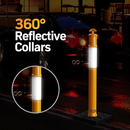 BATTIFE 45 Inch Traffic Cones Delineator Posts with Base Yellow 3 Pcs - color: Yellow