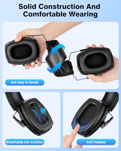 2Pack Ear Protection NRR 35dB Hearing Protection Ear Muffs for Shooting - color: Black, size: 1 Pack